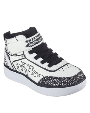 Boys Skechers Top Gore And Strap Sneaker Low Top Trainers Unisex Kids in White/Black