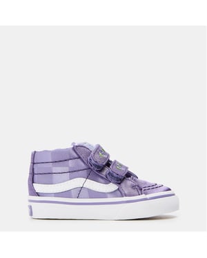 Boys Vans Sk8 Mid Reissue V Satin Rose Hi Top Sneakers in Purple/White