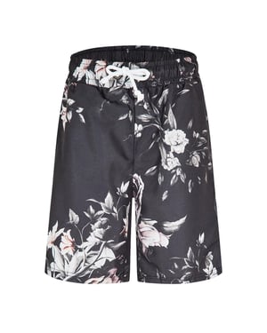 Criminal Damage Herr Sinclair Fleece Blommiga Avslappnade Shorts (Svart)
