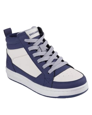 Boys Skechers Up Fleece Lined High Top W Zip High Top Trainers Unisex Kids in Navy/Tan