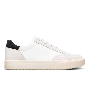 Boys CLAE Low Top Trainers in Wht/Lth/Blk