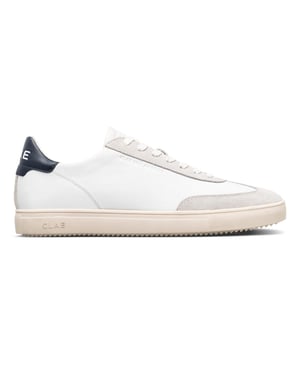Boys CLAE Low Top Trainers in Wht/Lth/Navy