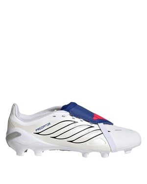 Boys adidas Pred .3 Firm Ground Lace-Up Sneakers in White/Blue