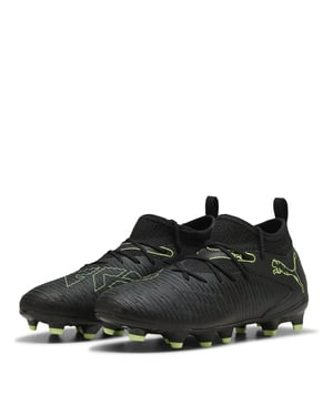 Boys Puma Kids Future 8 Match Firm Ground Football Boots in Blk-FL-GrnTrrn