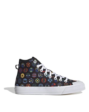 Boys adidas Originals Nizza Hi-Top Sneakers in Black/Wht/M