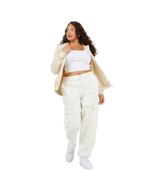 Brave Soul Hoodie met doorlopende rits voor dames in grote maten (Steen)