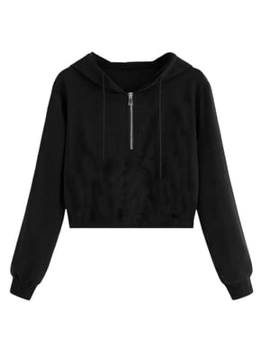 Miso Effen cropped hoodie voor dames (Zwart)