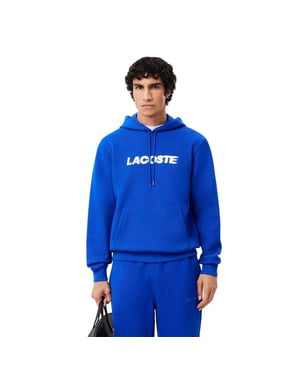 Lacoste Heren-hoodie van dubbelzijdig katoenpiqué (Blauw)