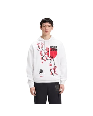 Hugo Heren-hoodie met lange mouwen en trekkoord, standaardpasvorm (Wit)