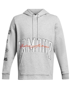 Under Armour Herenhoodie met print op de mouwen uit de Essential-collectie (Vorstgrijs)