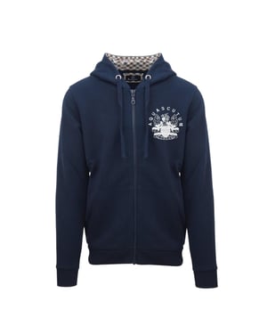 Aquascutum Mens Relaxed Fit Hoodie med full dragkedja (Marinblått)