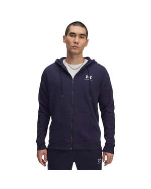 Under Armour Heren-hoodie met fleece-versterkte mouwen en doorlopende ritssluiting (Middernacht marine/wit)