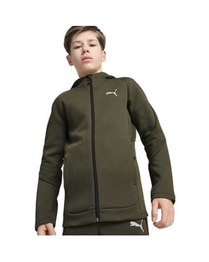Puma Barn/Kids Full Zip Hoodie med dragkedja (Mörk oliv)