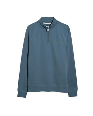 Farah Heren Quarter Zip Sweatshirt (Krijtblauw)