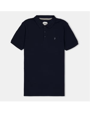 Boys Farah Bugsworth Embroidered Collared Short Sleeve T-Shirt in Navy Blazer