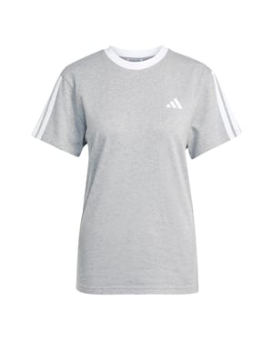 Women's adidas Essentials 3 Stripe T-Shirt in Medium Grey Hth
