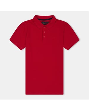 Boys Farah Bugsworth Embroidered Collared Short Sleeve Polo in Red