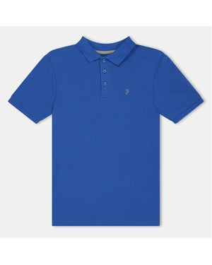 Boys Farah Bugsworth Embroidered Collared Short Sleeve T-Shirt in .Blue