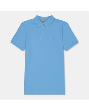 Boys Farah Bugsworth Embroidered Collared Short Sleeve T-Shirt in Blue