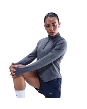 Nike Swoosh-hardloopshirt met lange mouwen voor dames (Middernacht marine)