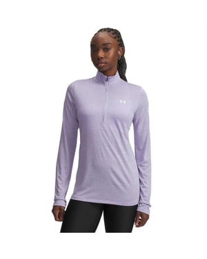 Under Armour Dames-top met halve rits en textuur (Transparant)