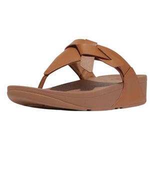 Fit Flop Leren sandalen met geknoopte teenband voor dames (Beige)