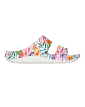 Skechers Dames Bloemige Arch Fit Slippers (Wit/Multi-kleurig)