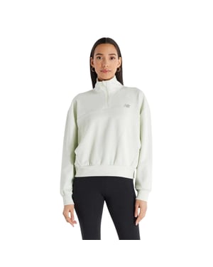 New Balance Oversized gebreid sweatshirt met kwartrits voor dames (Munt)