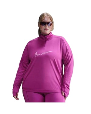 Nike Dames Reflecterende Kwart Rits Plus Sporttop (Fuchsia Roze)