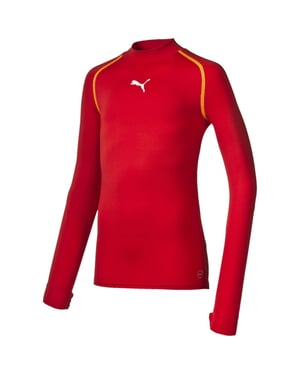 Boys Puma Tb Ls Tee Warm (Vent) Juniors in Red