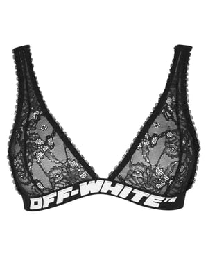 Off White Bralette met bloemenmotief en kant voor dames (Zwart)