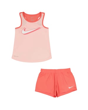 Nike Set bestaande uit een mouwloos mesh-topje en een korte broek voor meisjes (Koraal)