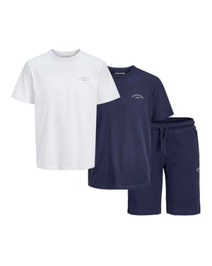 Jack And Jones Set t-shirts en shorts voor kinderen/Kinderen (Marine / Wit)