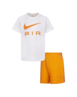 Boys Nike Air Crew Neck Short Sleeve T-Shirt and Short Set in Bright Mandarin