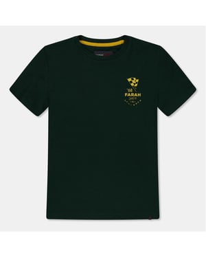 Boys Farah Lettering Graphic Crew Neck Short Sleeve T-Shirt in Green
