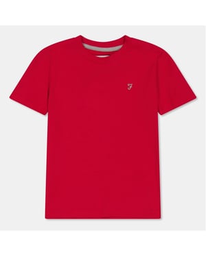Boys Farah Crew Neck Short Sleeve Jersey T-Shirt in Red