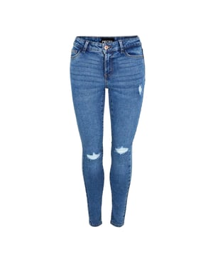 Pieces Skinny jeans met verweerde look voor dames (Blauwe Denim)