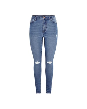 Pieces Skinny jeans met verweerde look voor dames (Blauwe Denim)