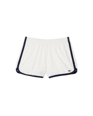Lacoste Dames Terrycloth Shorts met Contrasterende Rand (Crème/Zwart)