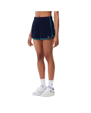 Lacoste Dames-frotteershort met contrasterende details (Blauw)