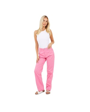 Brave Soul Para-jeans met middelhoge taille en rechte pijpen voor dames (Fuchsia)