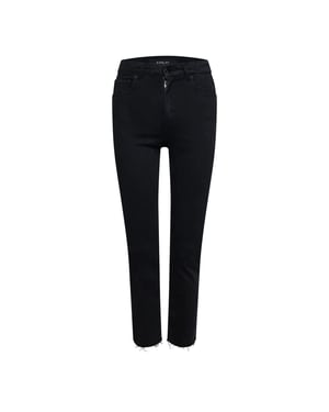 Replay Slim-fit-jeans för kvinnor i bomullsblandning med fransiga kanter (Grått)