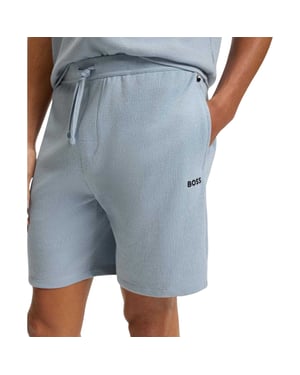 Boss Pyjamasshorts i våfflad bomull för herrar (Blå)