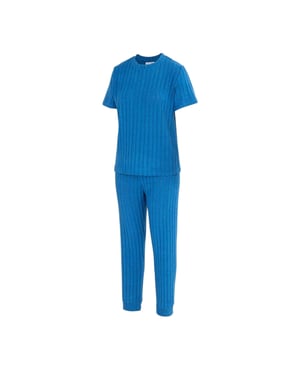 Miso Pyjamaset met korte mouwen van katoenmix voor dames (Blauw)