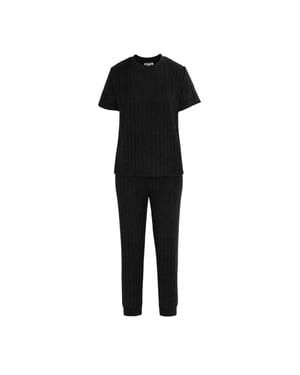 Miso Pyjamaset met korte mouwen van katoenmix voor dames (Zwart)