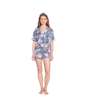 PJ Salvage Korte pyjamaset voor dames met palmprint (Veelkleurig)