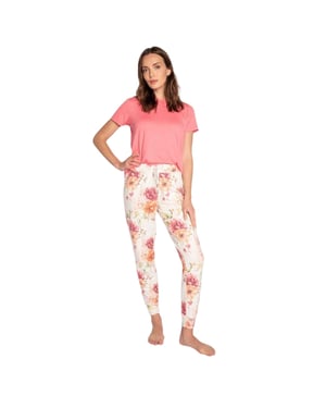 PJ Salvage Kvinnor/Damer Jersey Floral Pyjamas Bottoms (Beige)