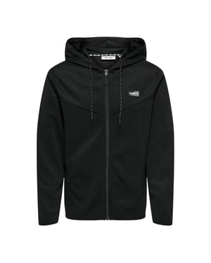 Endast Herrar Kontrast Pipning Huva Regular Sweatjacka (Svart)