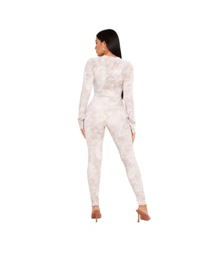 Missy Empire Bodysuit med nyckelhål i marmor för dam och dam (Sten)