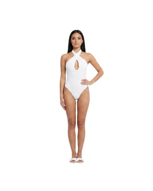 Missy Empire Bodysuit med utskärning för kvinnor/damer - Plunge Bodycon (Elfenben)
